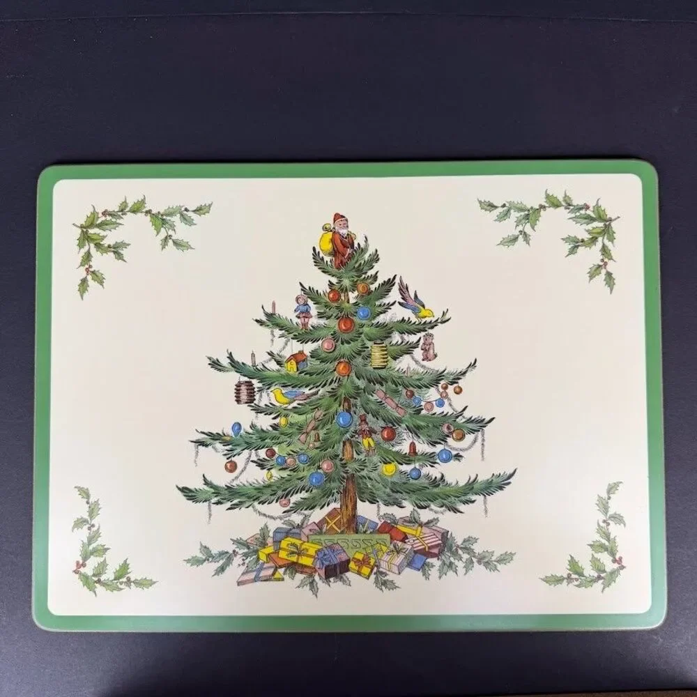 Set of 4 Spode Christmas Tree Cork/Acrylic Finish 16x12 Placemats Made England